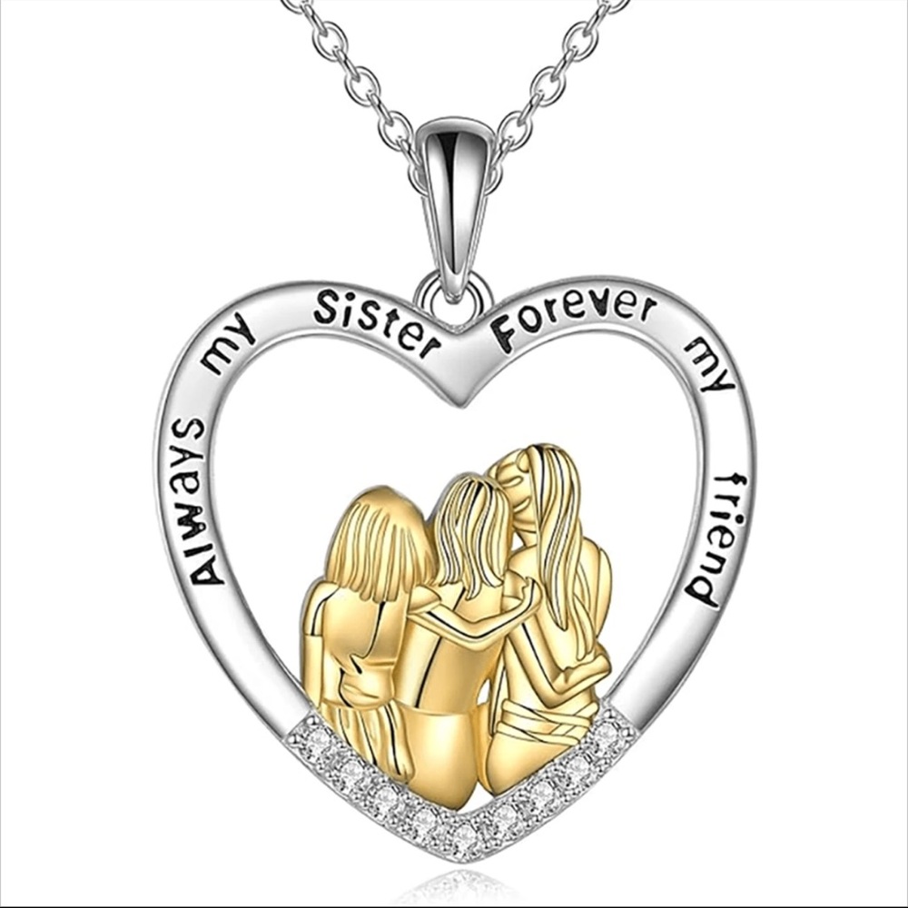 Heart-Shaped Sister Necklace, Heart Necklace, Sisters Necklace